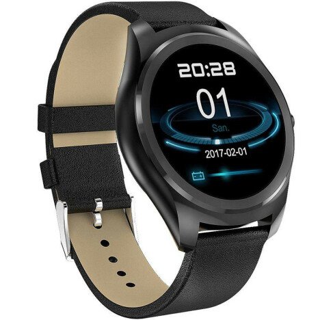 Ceas Smartwatch iUni N3 Plus, Curea Piele, BT, 1.3 Inch, IOS si Android, Black